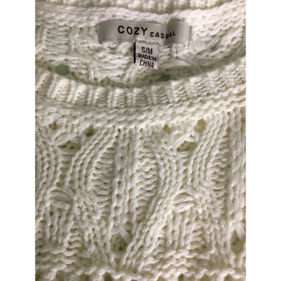 Vintage-Inspired Cream Knit Sleeveless Top S Cozy Casual - Picture 4 of 14